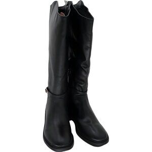 Arezzo Black McKenna Low Block Heel Boots 7.5 Wide Calf for Women